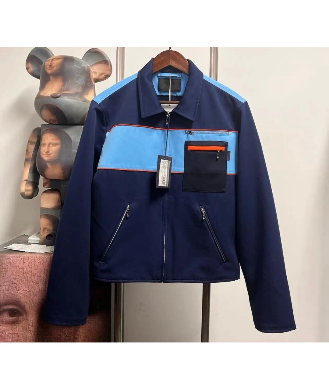 PRADA Темно-синяя полиэстеровая спортивная куртка, фото 6