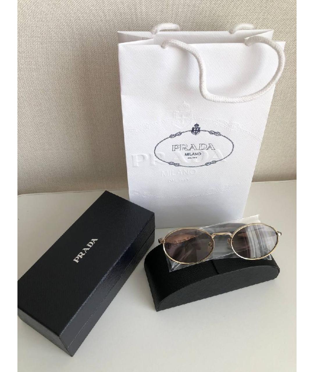 PRADA Золотые металлические солнцезащитные очки, фото 3