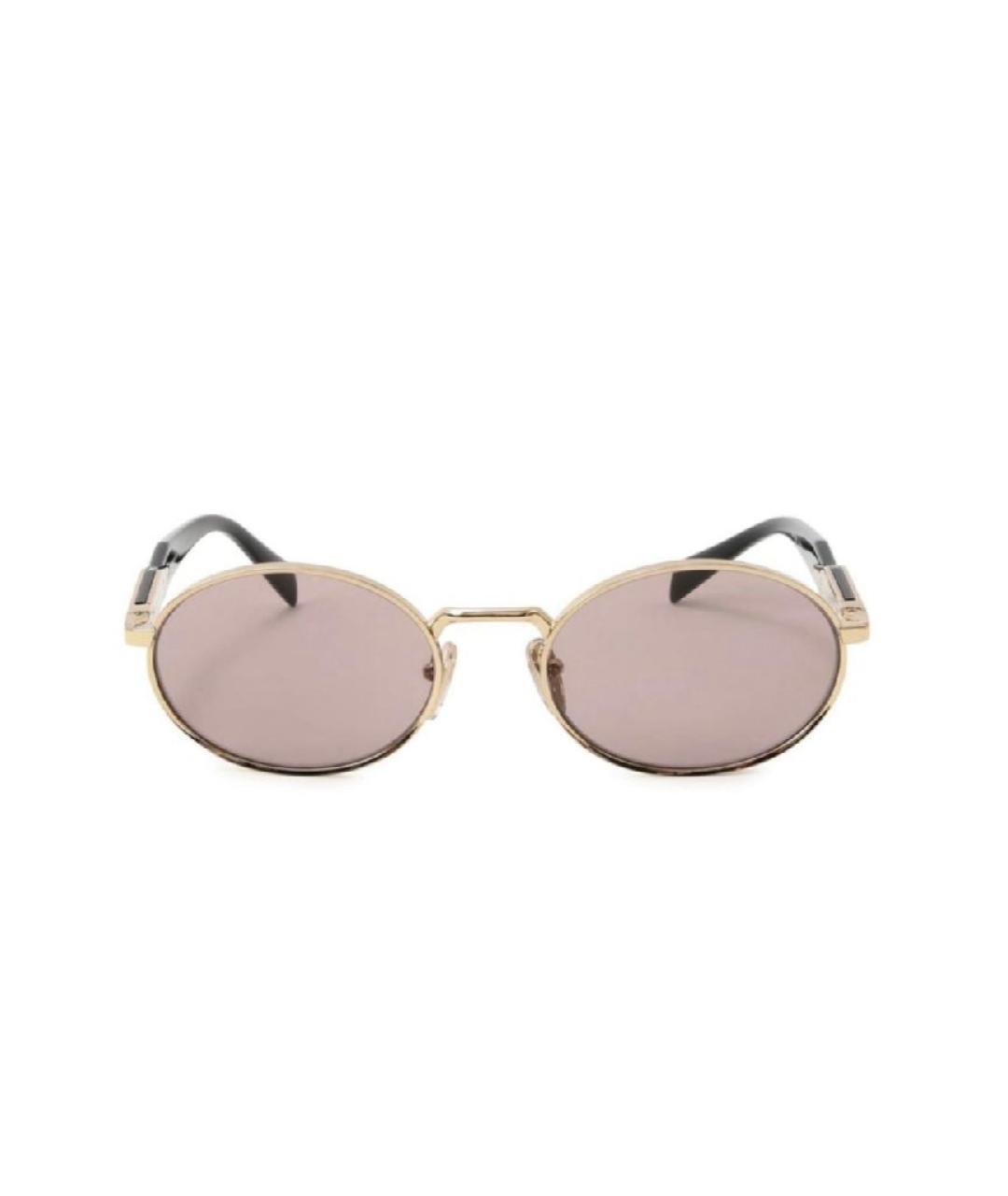 PRADA Золотые металлические солнцезащитные очки, фото 1