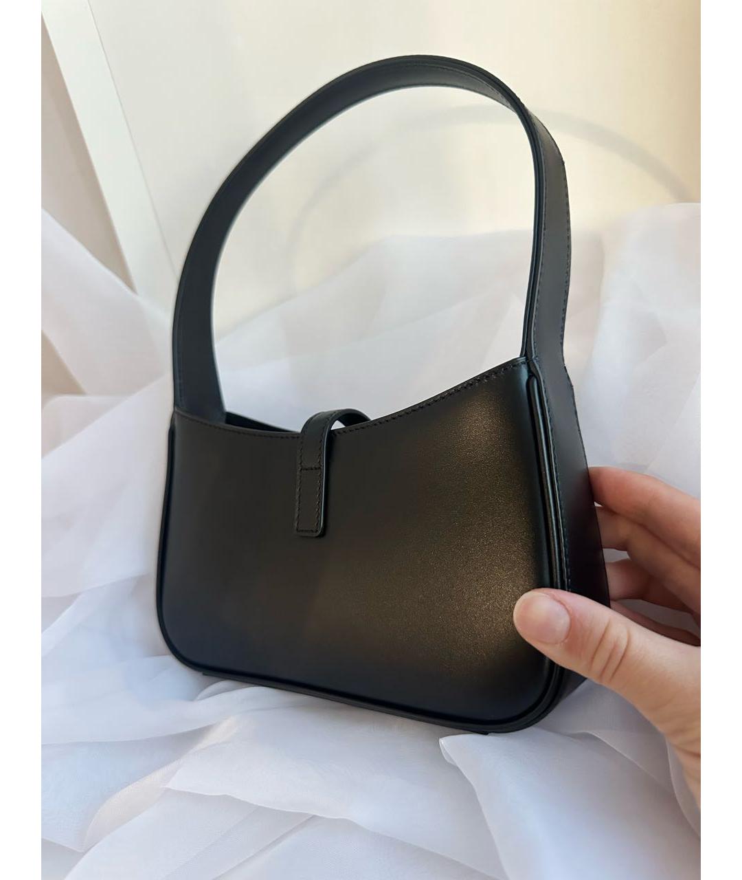 SAINT LAURENT Черная кожаная сумка с короткими ручками, фото 3