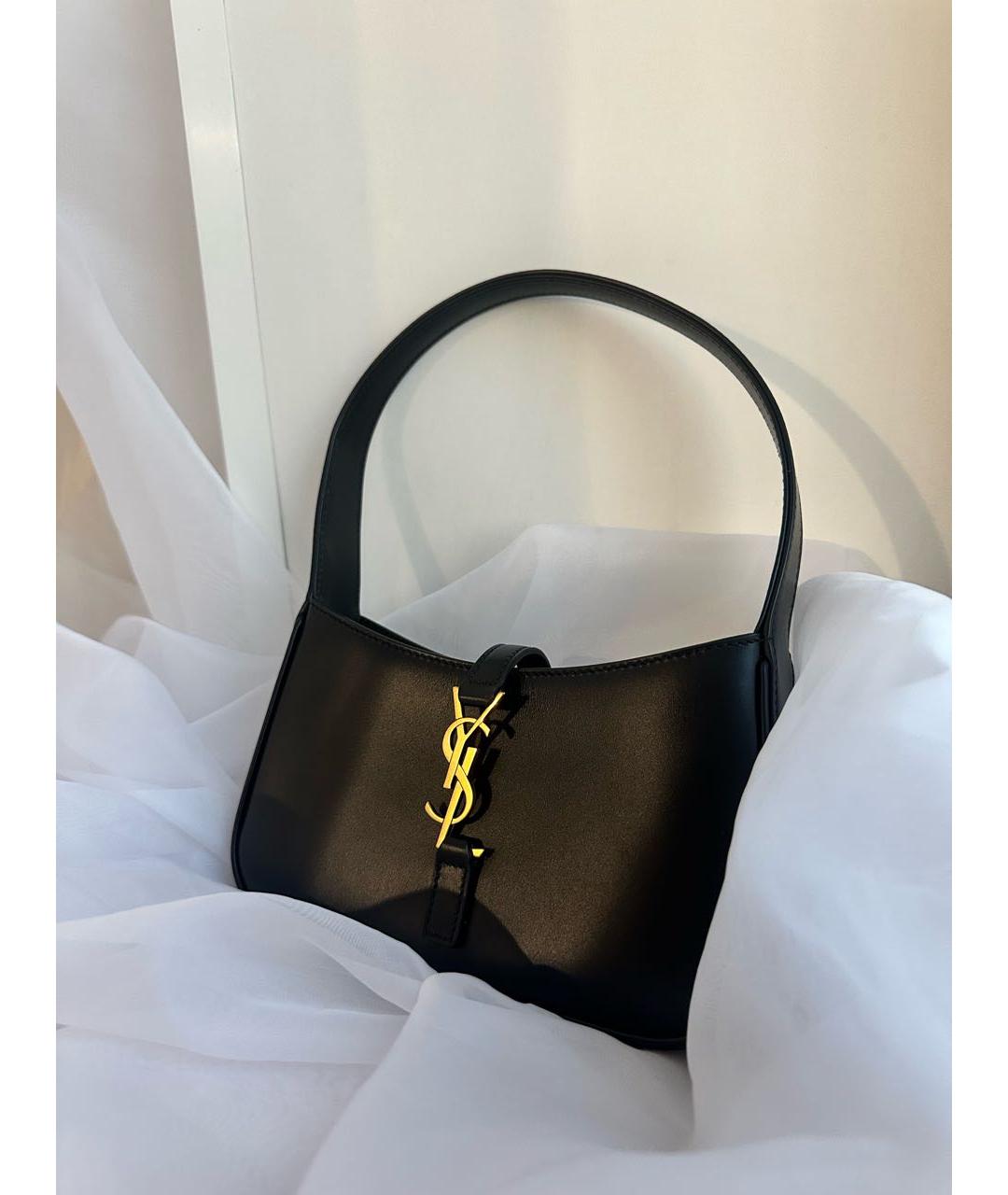 SAINT LAURENT Черная кожаная сумка с короткими ручками, фото 5