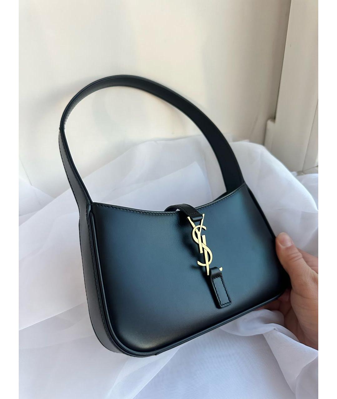 SAINT LAURENT Черная кожаная сумка с короткими ручками, фото 2