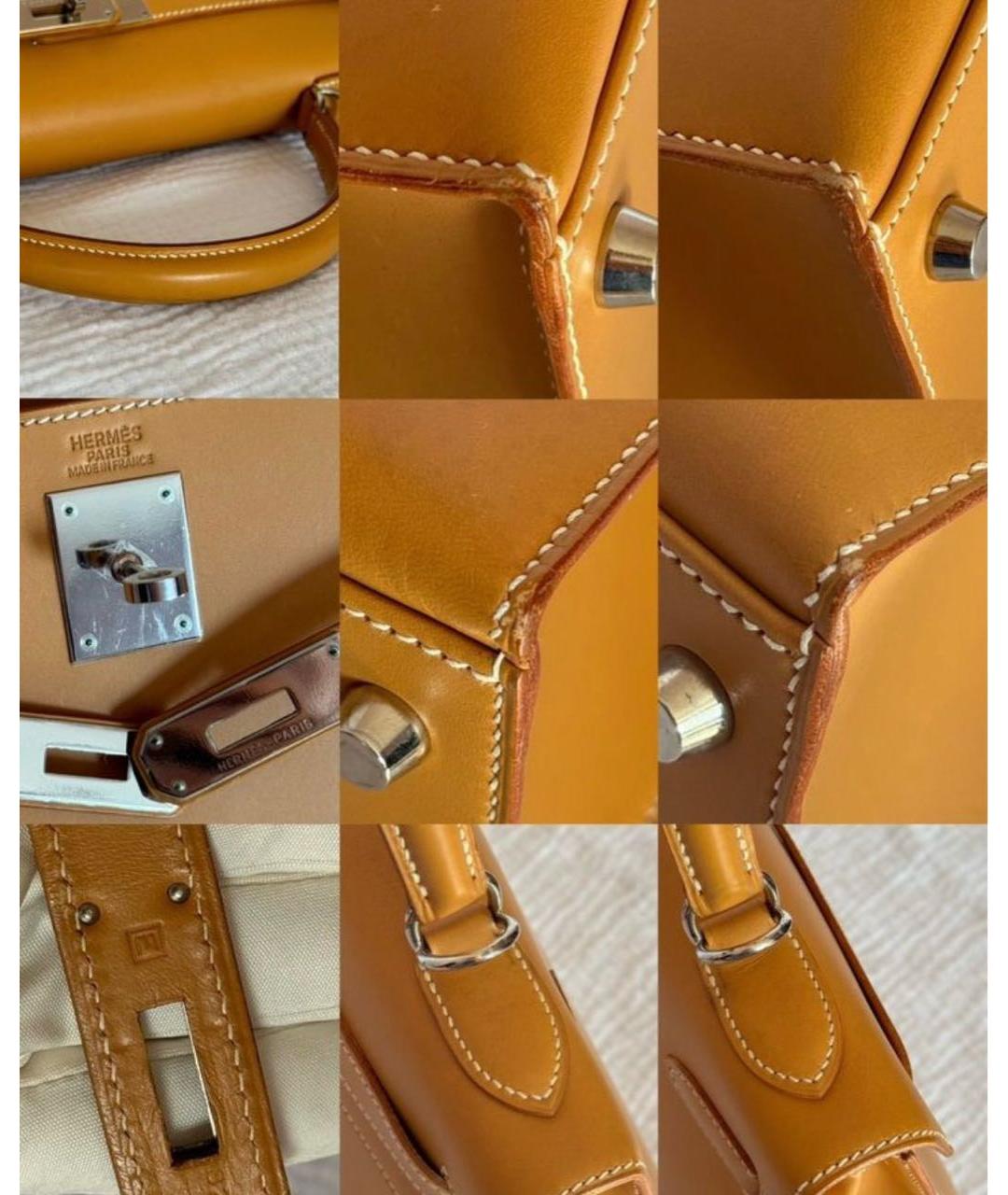 HERMES Коричневая кожаная сумка с короткими ручками, фото 7
