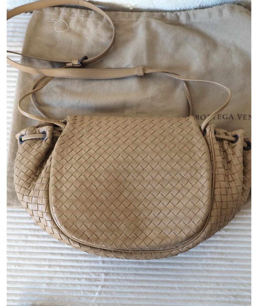 BOTTEGA VENETA Бежевая кожаная сумка через плечо, фото 9