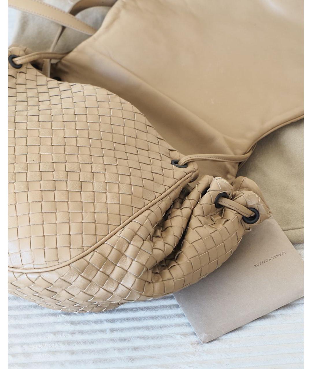 BOTTEGA VENETA Бежевая кожаная сумка через плечо, фото 7