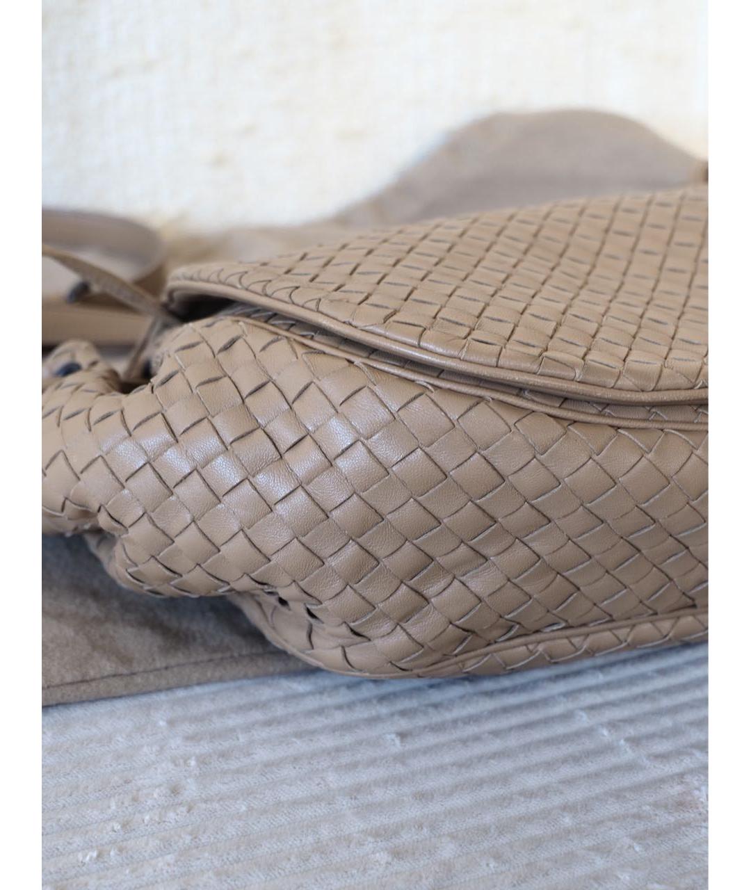 BOTTEGA VENETA Бежевая кожаная сумка через плечо, фото 8
