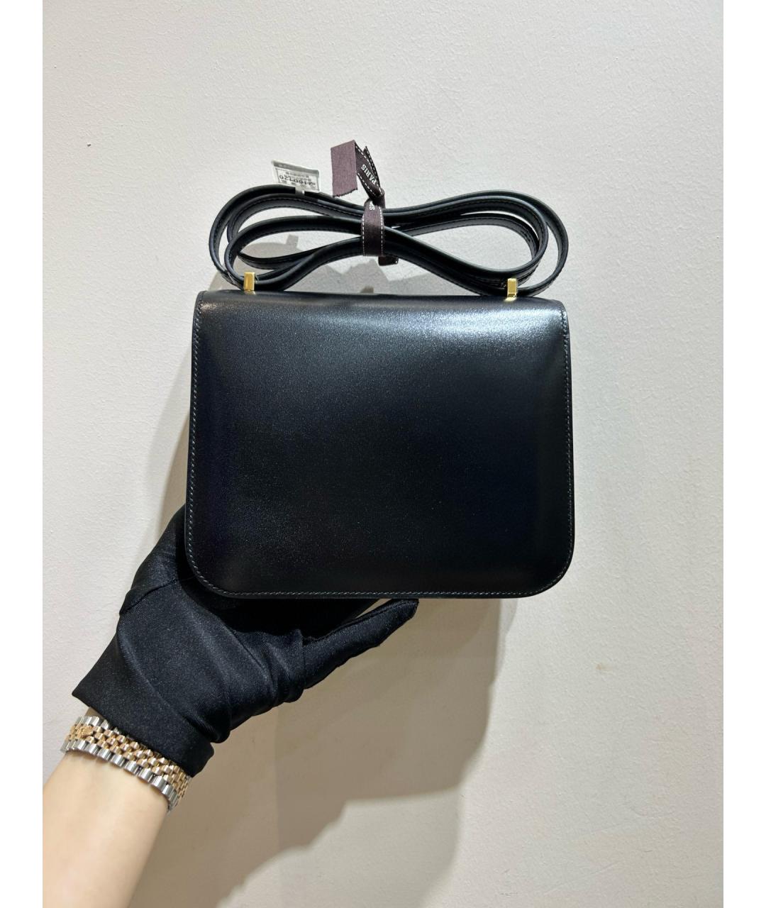 HERMES Черная кожаная сумка через плечо, фото 3