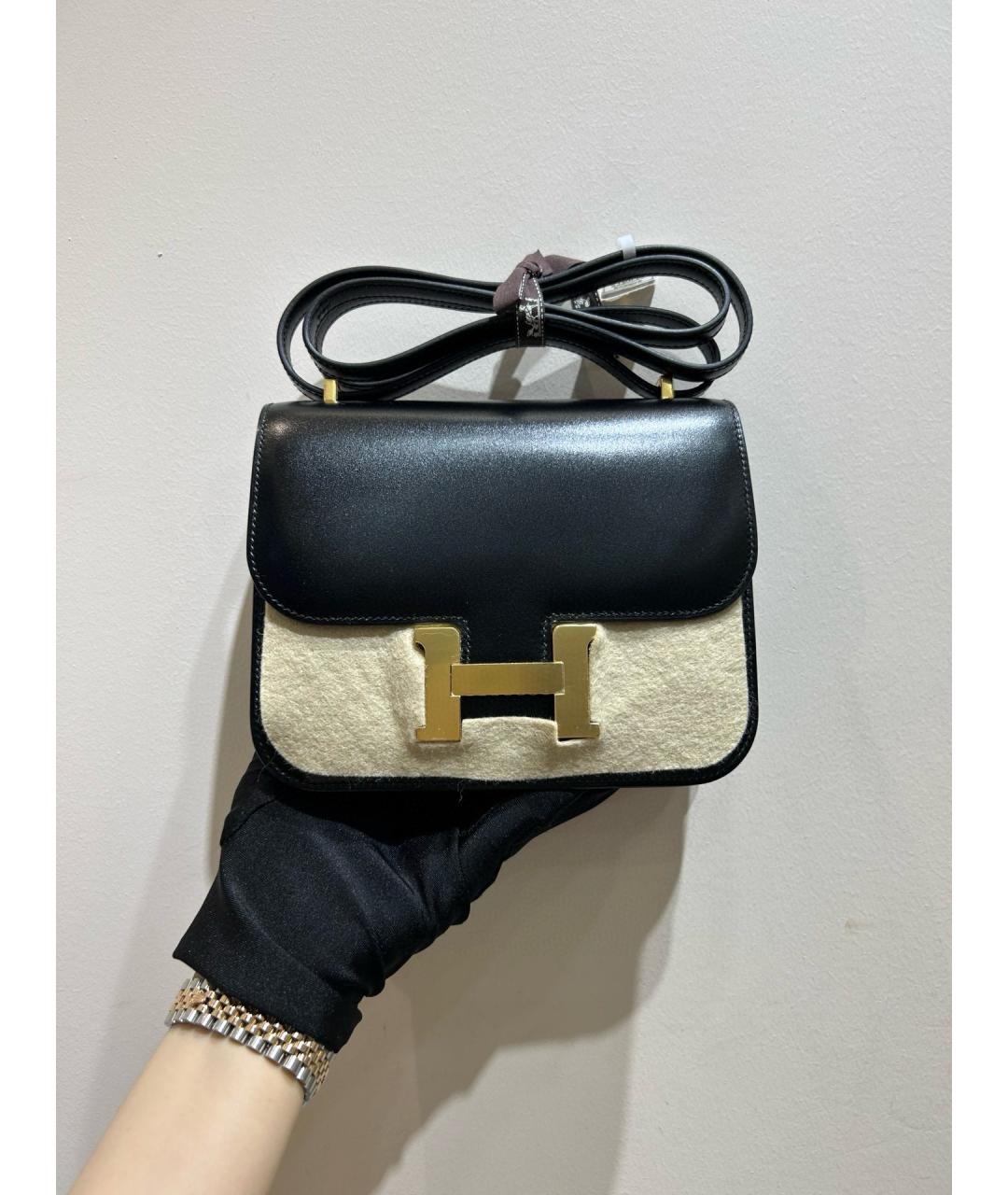 HERMES Черная кожаная сумка через плечо, фото 2