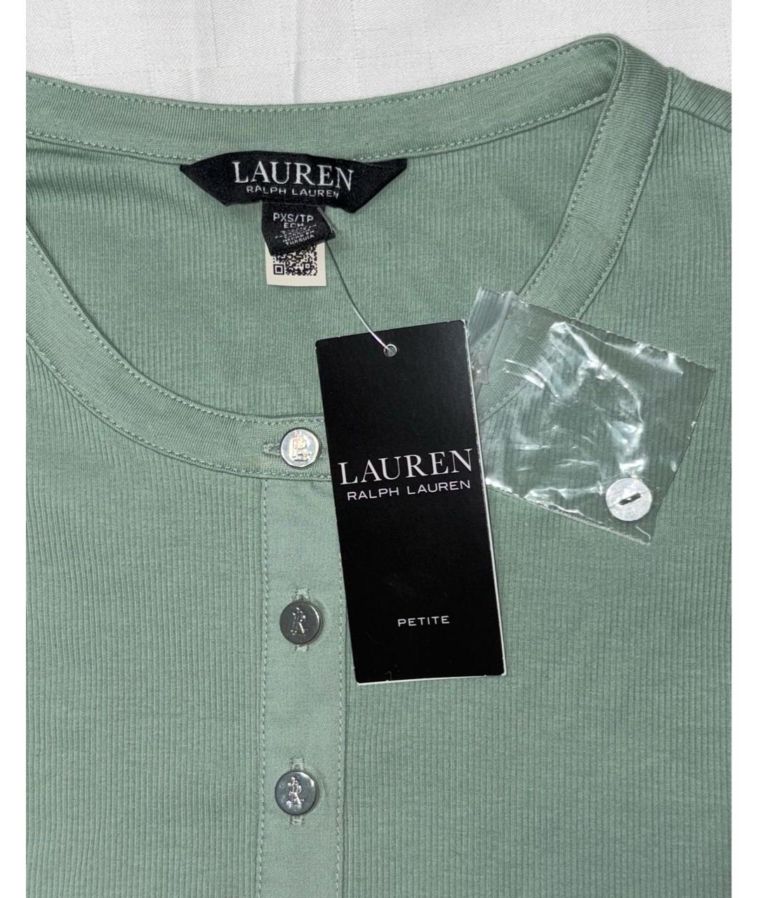 RALPH LAUREN Бирюзовая хлопко-эластановая футболка, фото 3