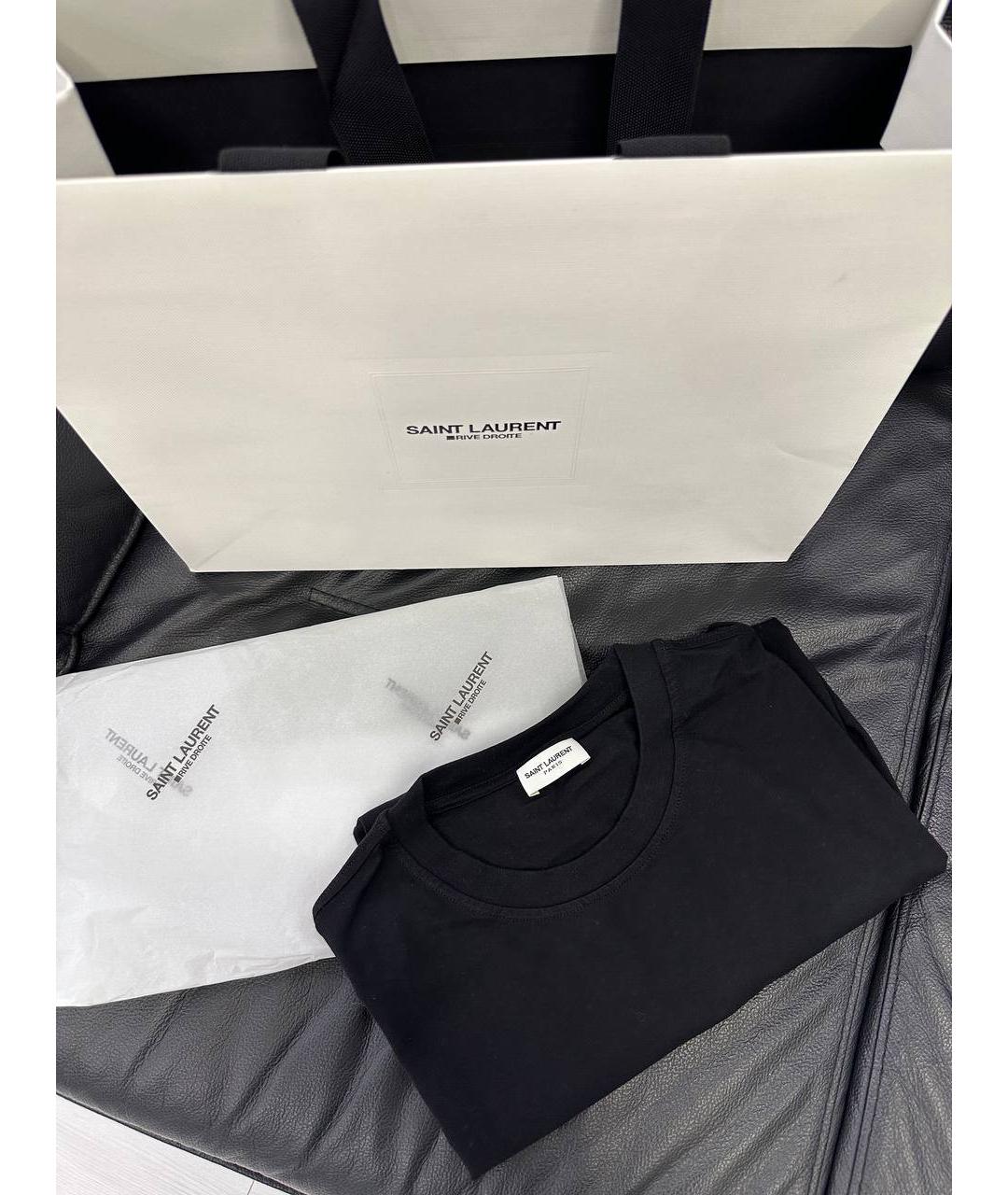 SAINT LAURENT Черная хлопковая футболка, фото 4