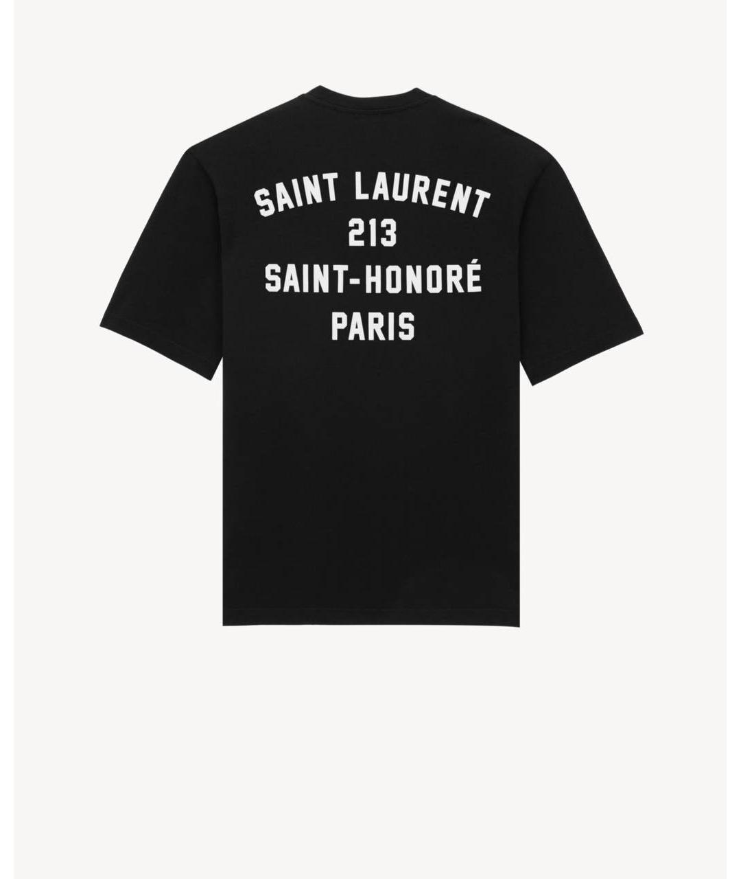 SAINT LAURENT Черная хлопковая футболка, фото 2