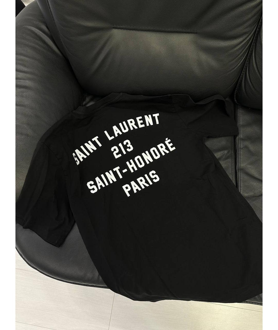 SAINT LAURENT Черная хлопковая футболка, фото 5