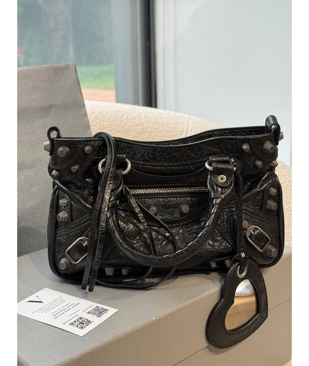 BALENCIAGA Черная кожаная сумка с короткими ручками, фото 7