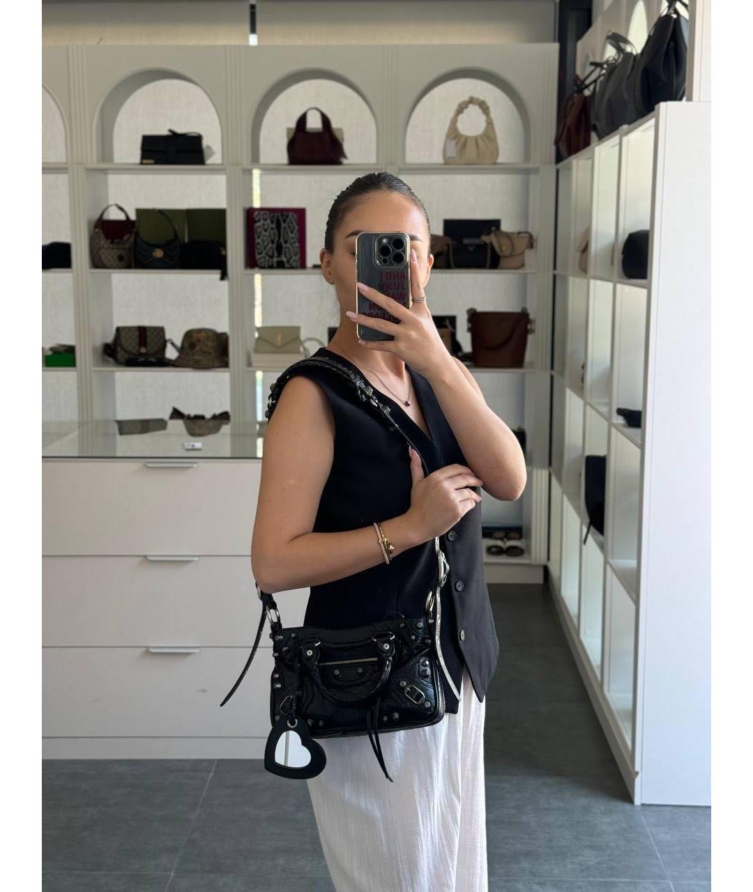 BALENCIAGA Черная кожаная сумка с короткими ручками, фото 8