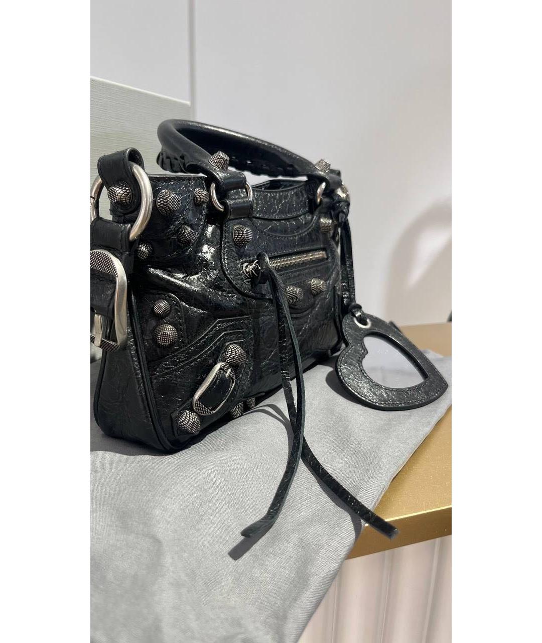 BALENCIAGA Черная кожаная сумка с короткими ручками, фото 2