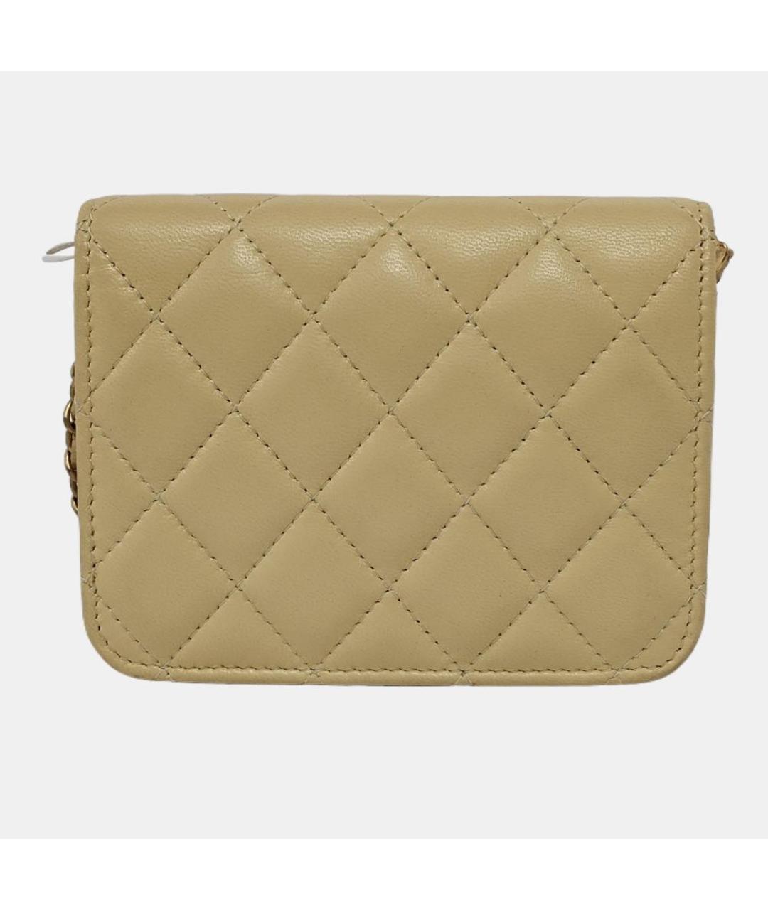 CHANEL Бежевая кожаная сумка через плечо, фото 3