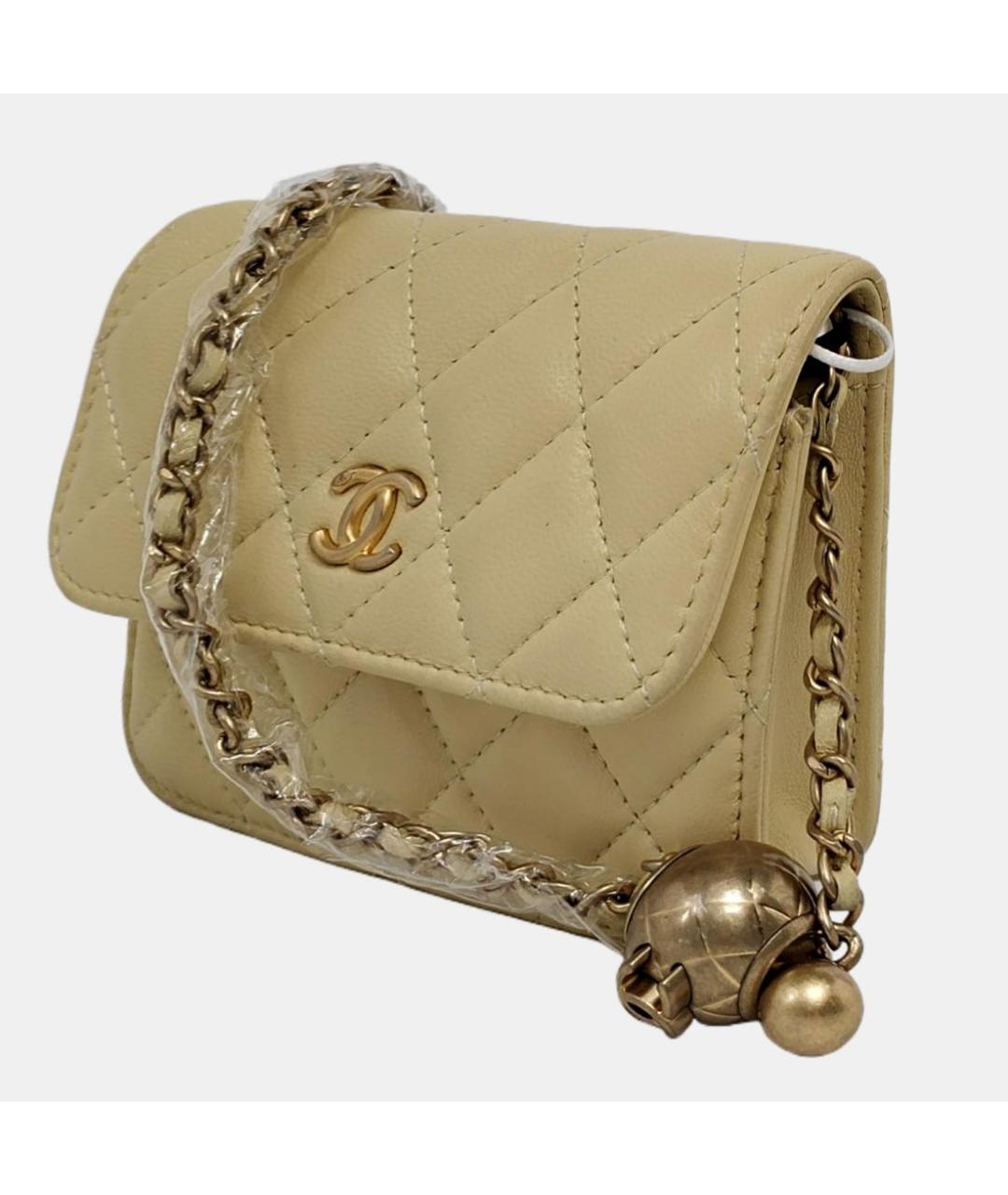 CHANEL Бежевая кожаная сумка через плечо, фото 2