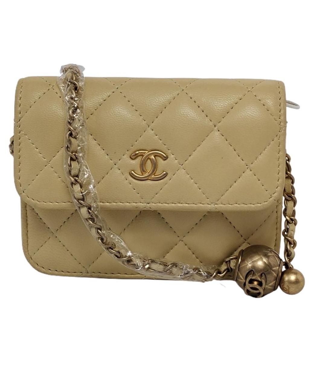CHANEL Бежевая кожаная сумка через плечо, фото 1