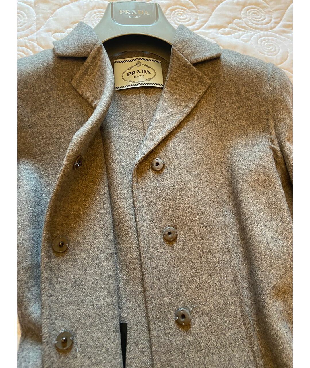 PRADA Серое шерстяное пальто, фото 5