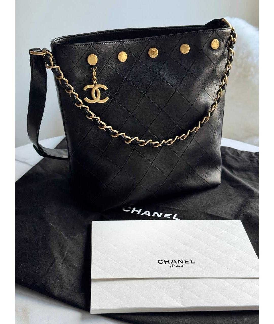 CHANEL Черная кожаная сумка через плечо, фото 3