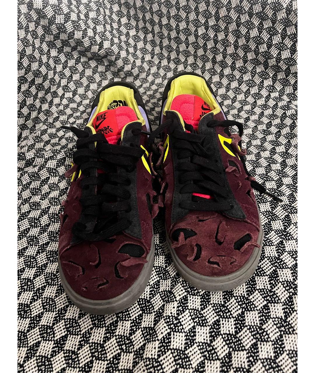 NIKE Бордовые замшевые низкие кроссовки / кеды, фото 2