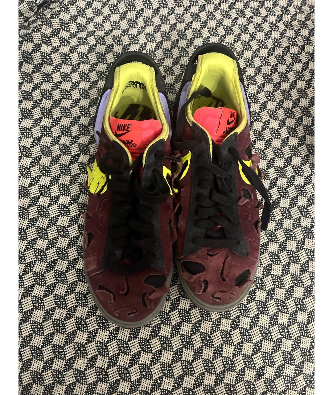 NIKE Бордовые замшевые низкие кроссовки / кеды, фото 3