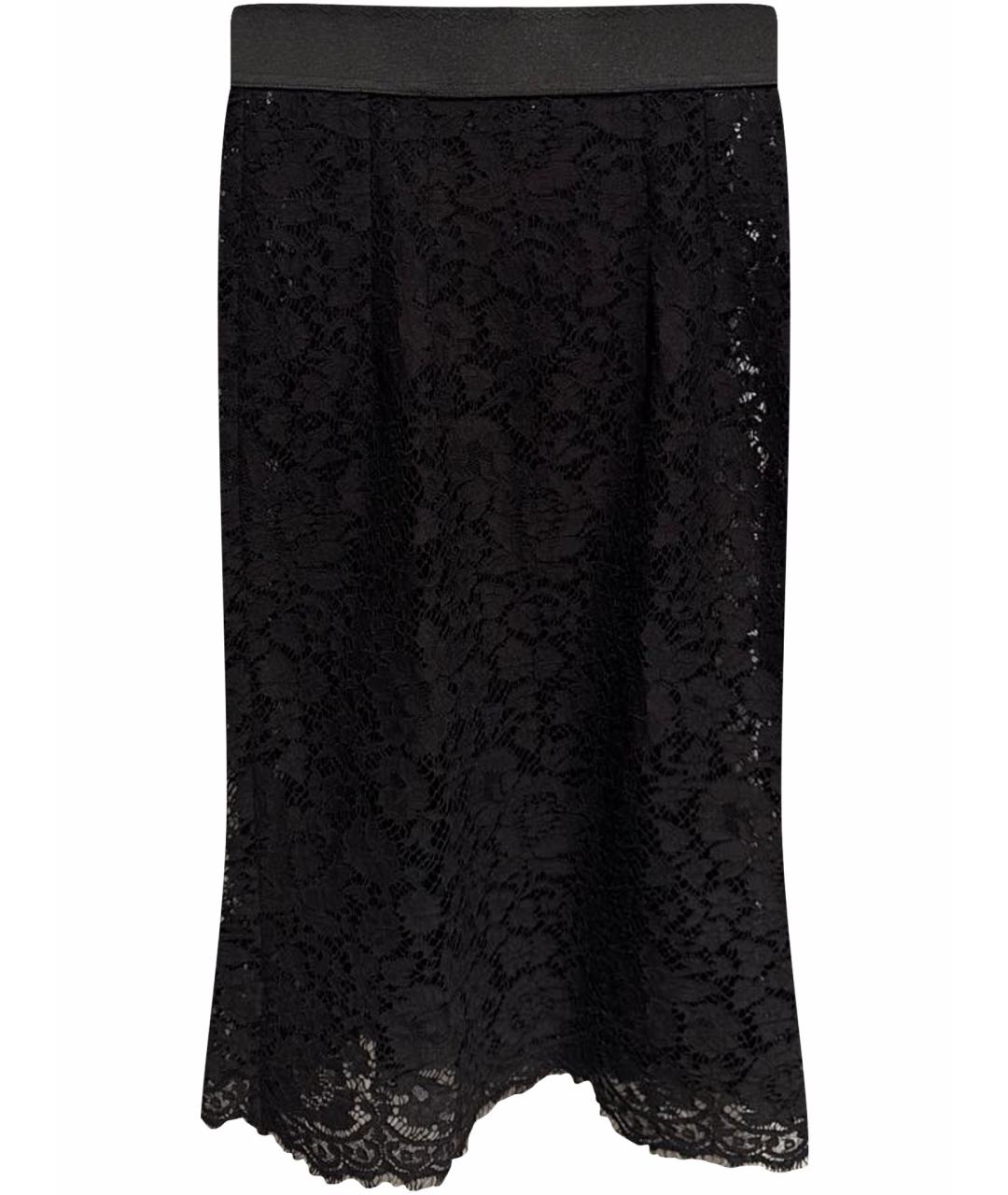 DOLCE&GABBANA Черная кружевная юбка миди, фото 1