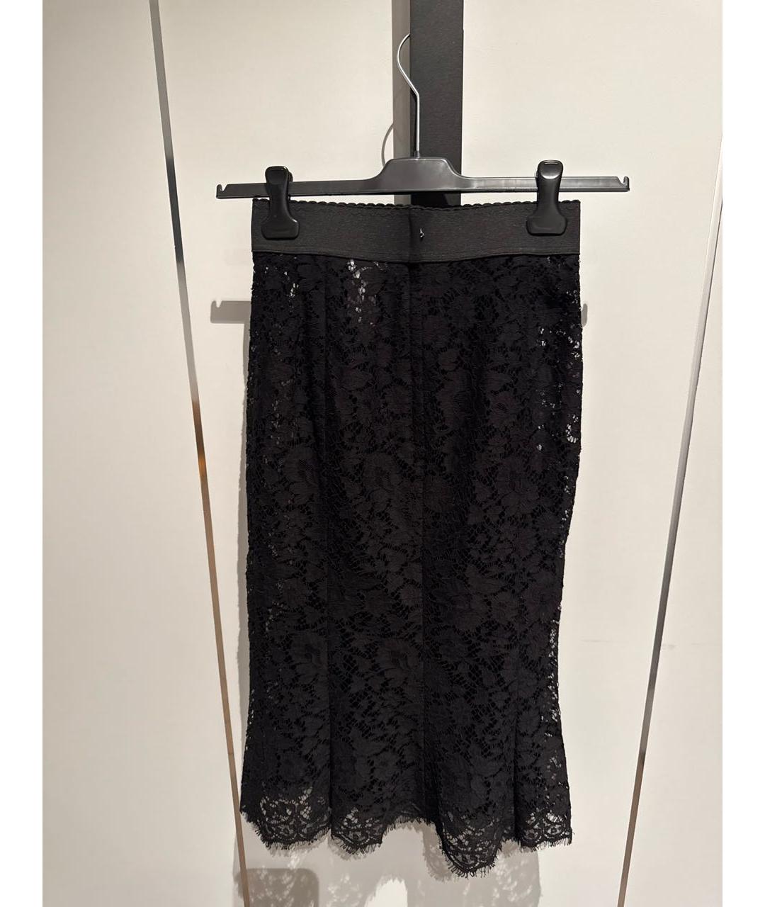 DOLCE&GABBANA Черная кружевная юбка миди, фото 2