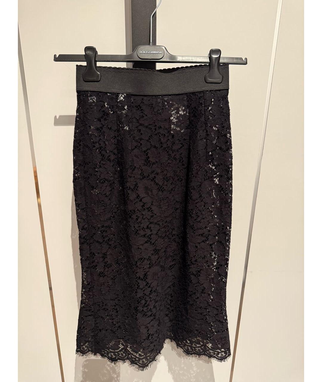 DOLCE&GABBANA Черная кружевная юбка миди, фото 8