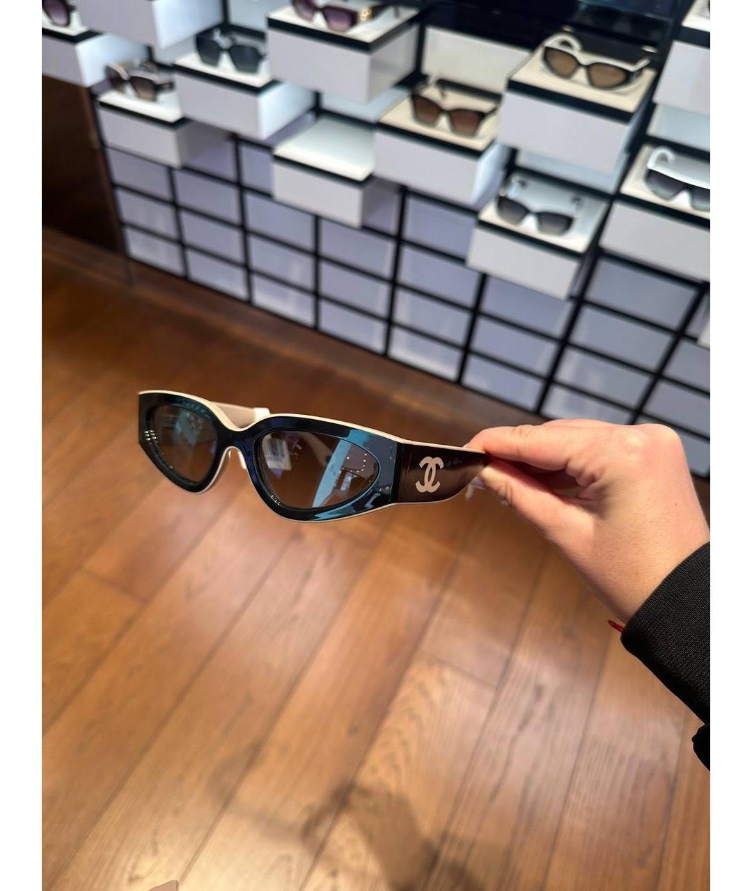 CHANEL Бежевые пластиковые солнцезащитные очки, фото 4