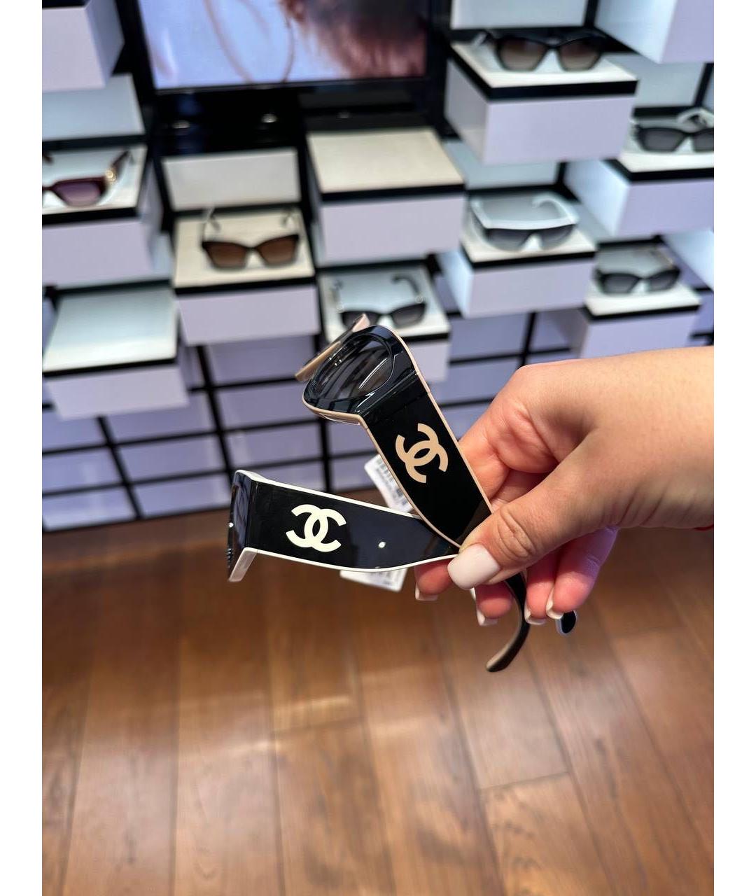 CHANEL Бежевые пластиковые солнцезащитные очки, фото 3