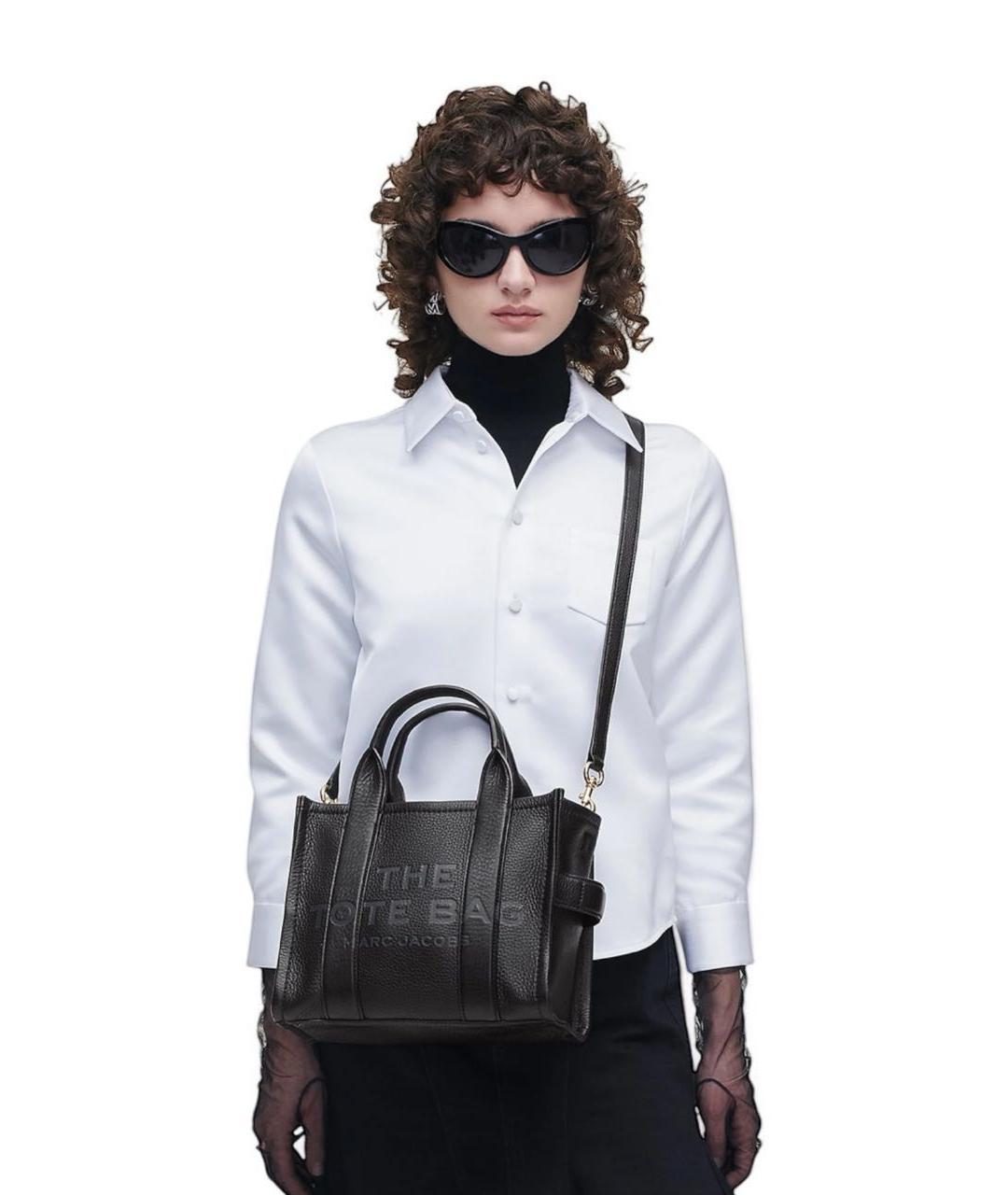 MARC JACOBS Черная кожаная сумка тоут, фото 5