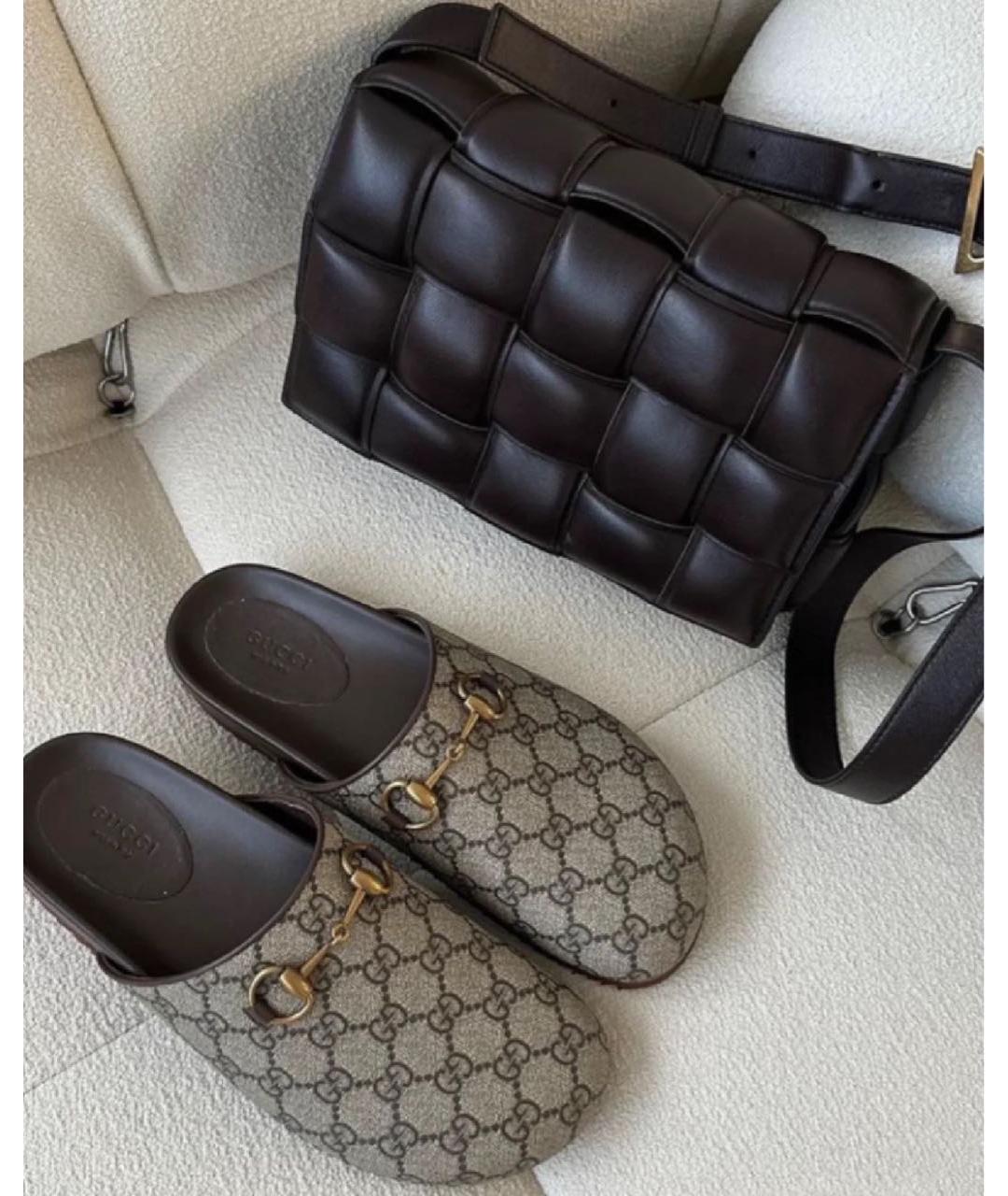 BOTTEGA VENETA Коричневая кожаная сумка через плечо, фото 5