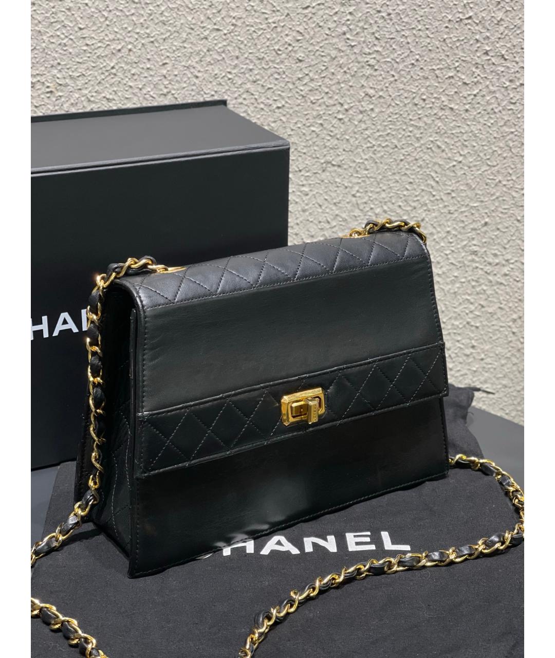 CHANEL Черная кожаная сумка через плечо, фото 3