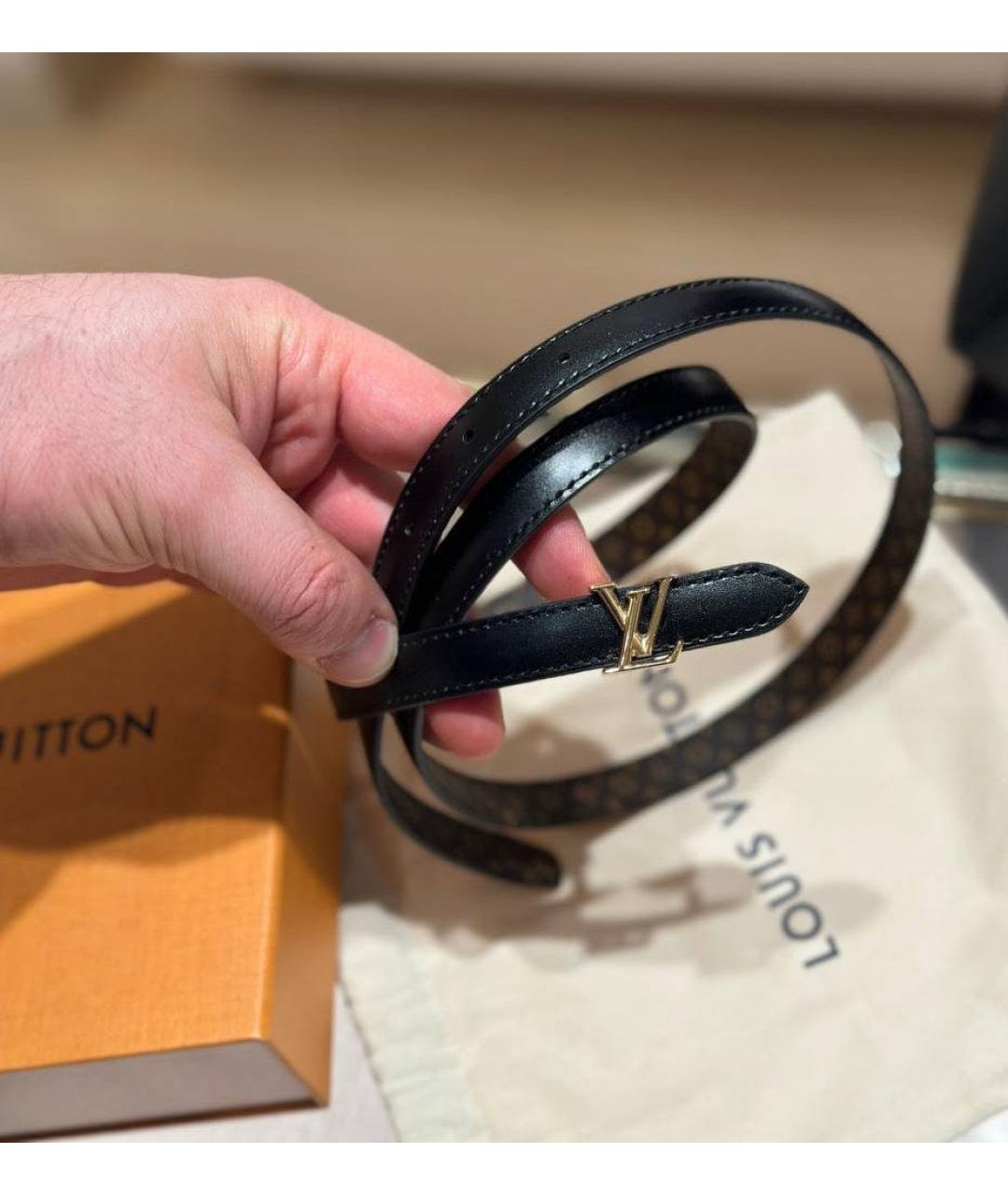 LOUIS VUITTON Черный кожаный ремень, фото 2