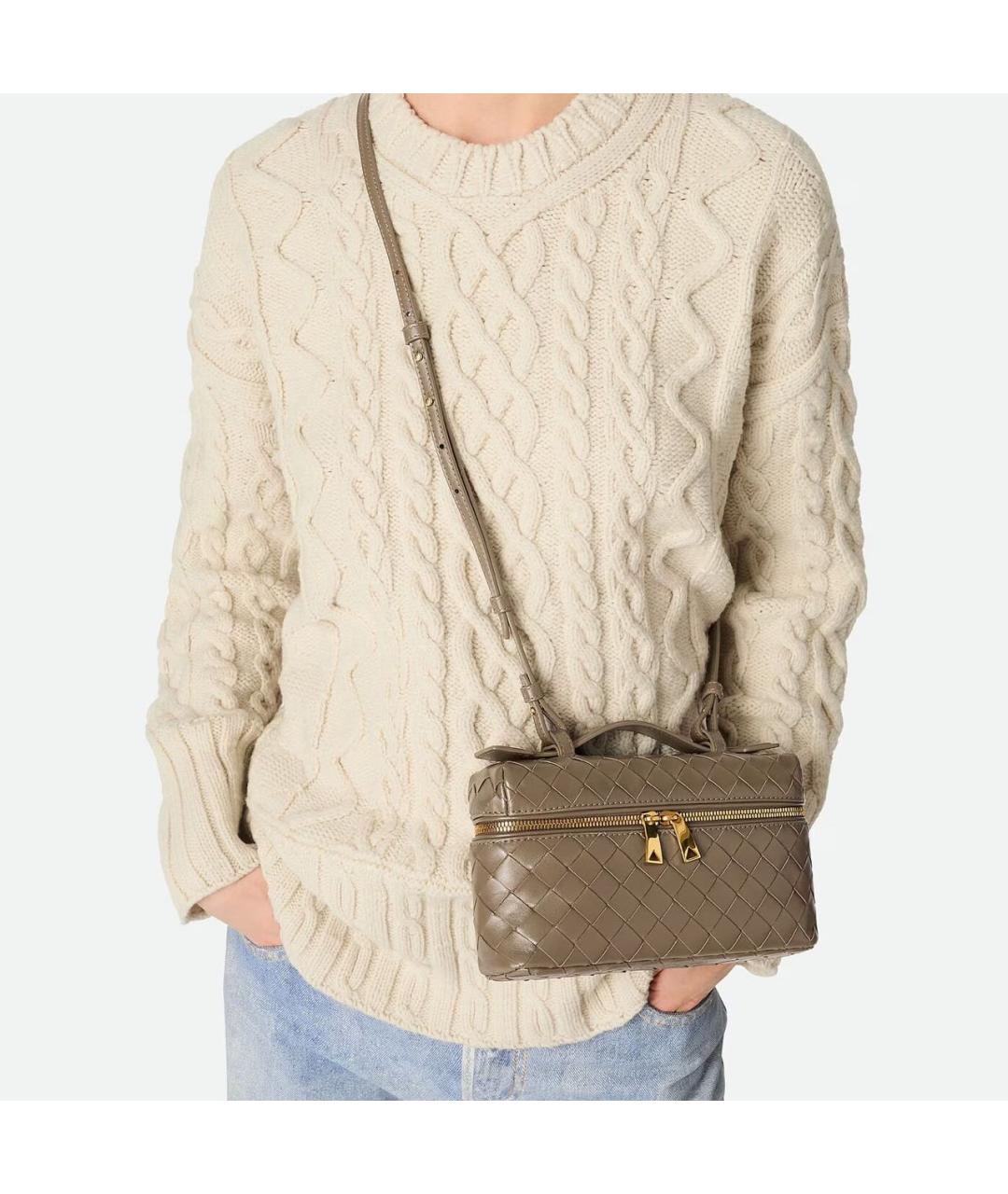 BOTTEGA VENETA Бежевая кожаная сумка через плечо, фото 2