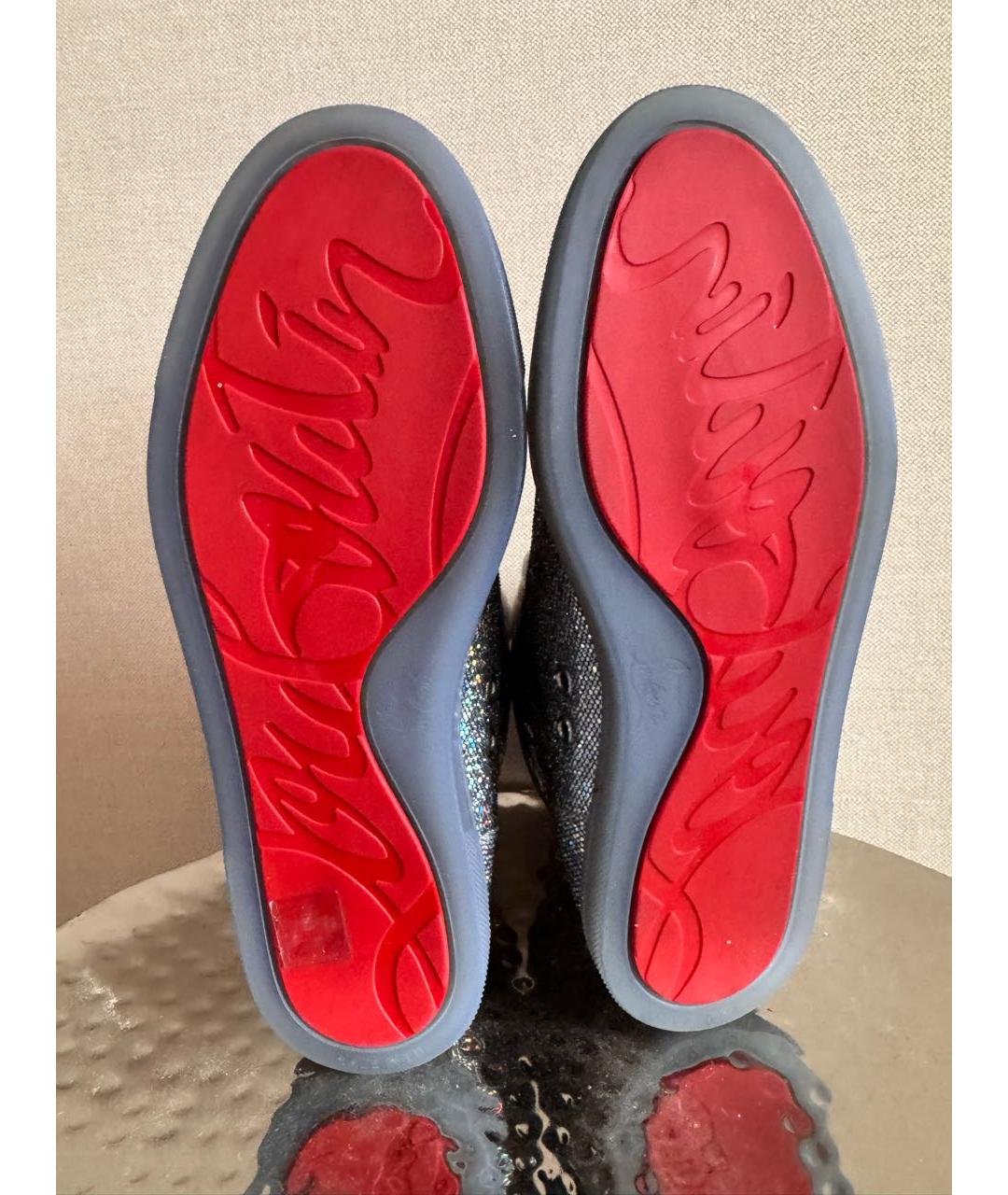 CHRISTIAN LOUBOUTIN Серебряные кожаные кеды, фото 7