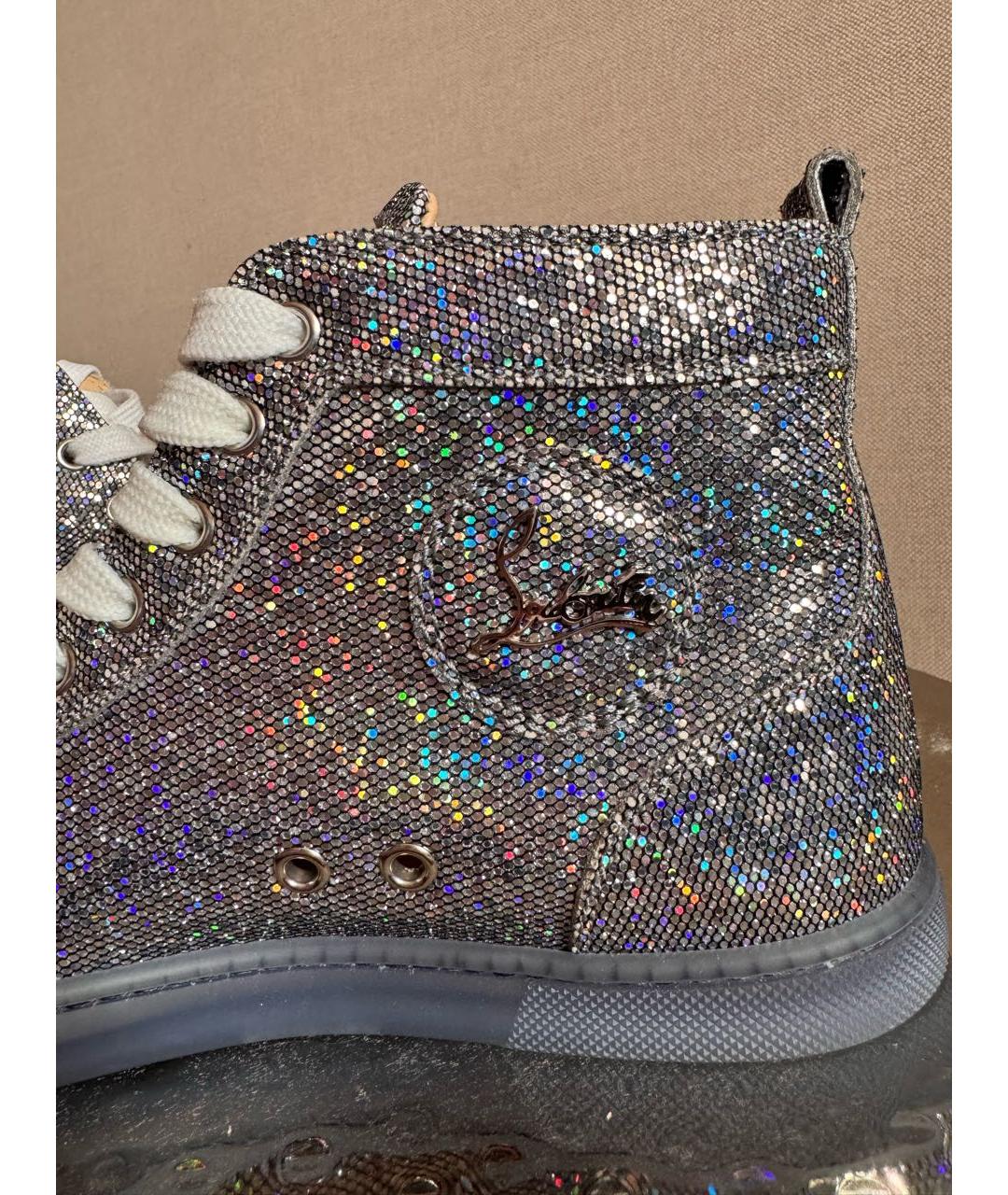 CHRISTIAN LOUBOUTIN Серебряные кожаные кеды, фото 5