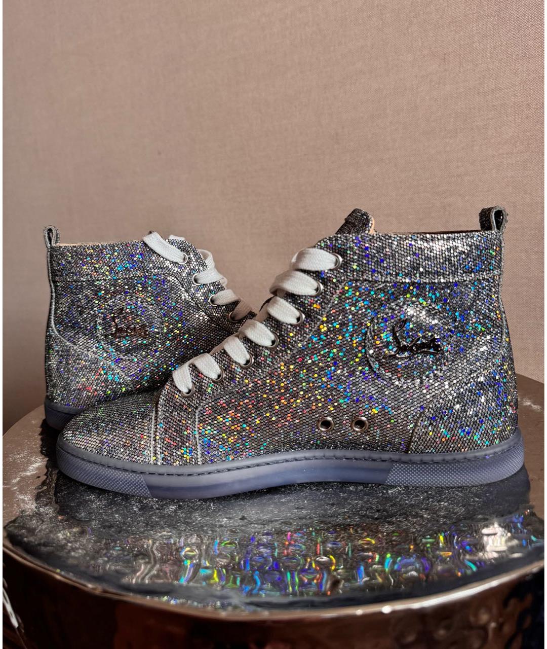 CHRISTIAN LOUBOUTIN Серебряные кожаные кеды, фото 9