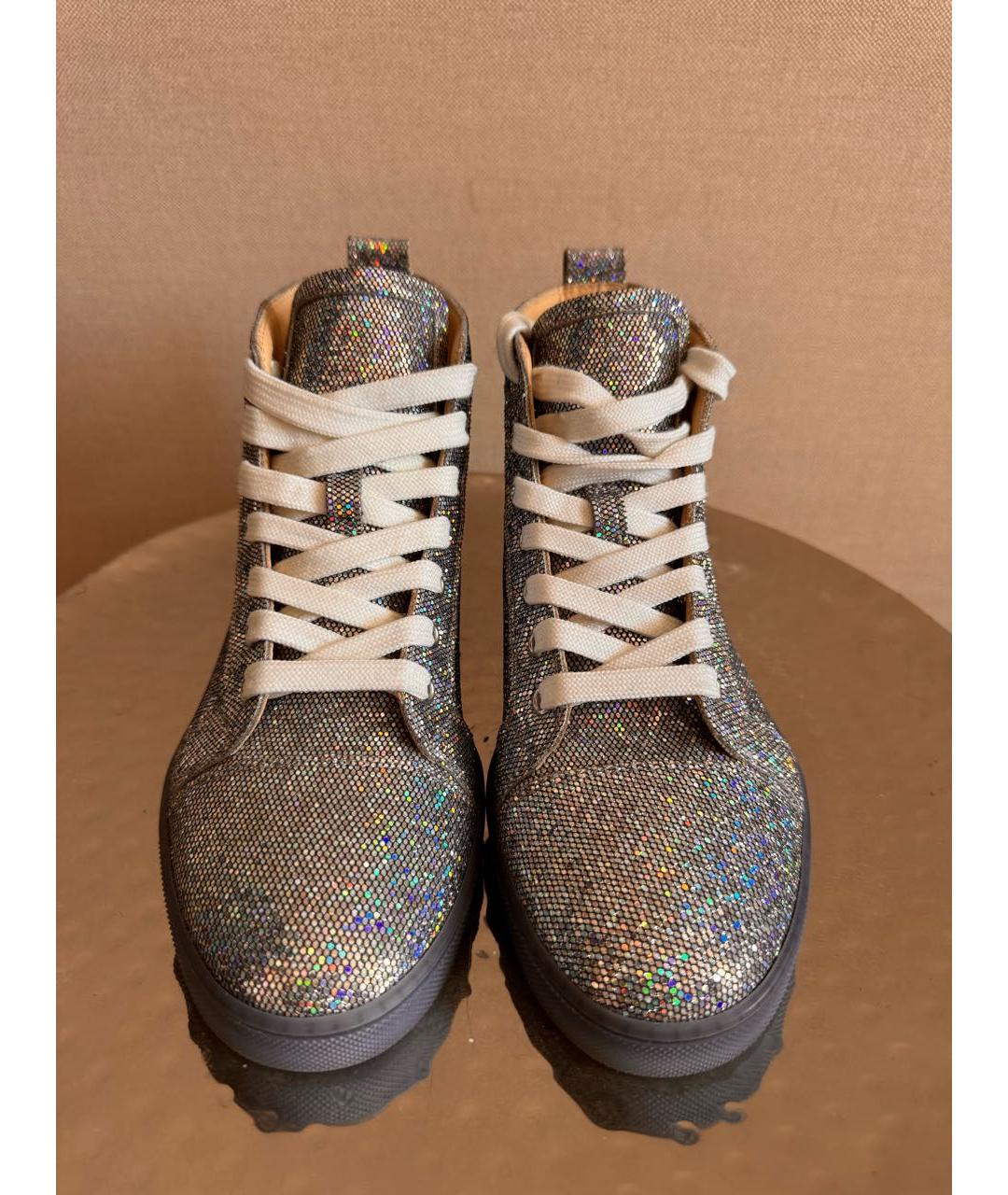 CHRISTIAN LOUBOUTIN Серебряные кожаные кеды, фото 2