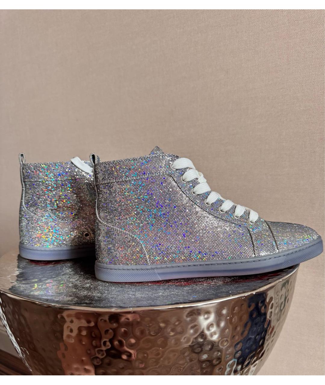 CHRISTIAN LOUBOUTIN Серебряные кожаные кеды, фото 8