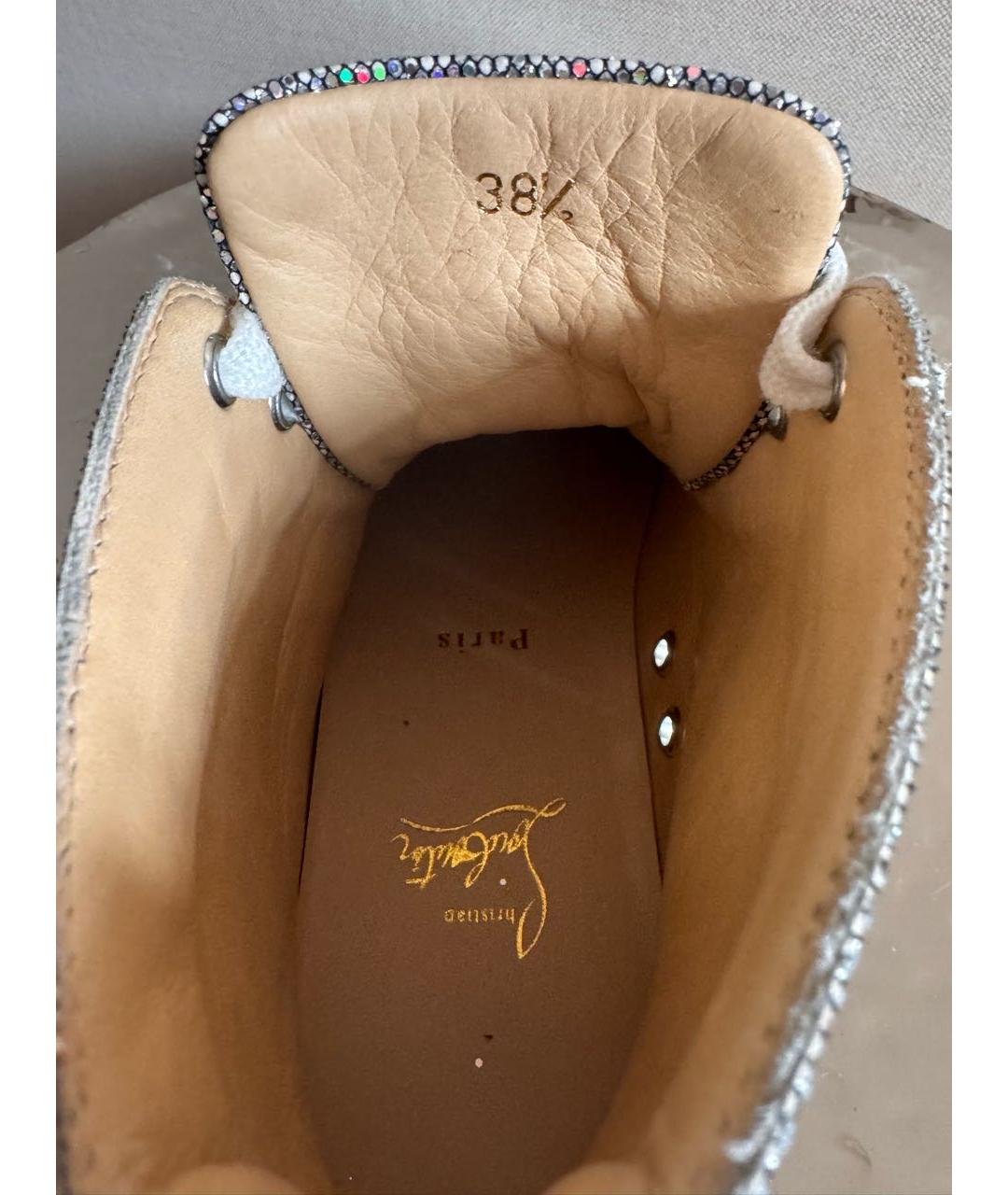CHRISTIAN LOUBOUTIN Серебряные кожаные кеды, фото 6