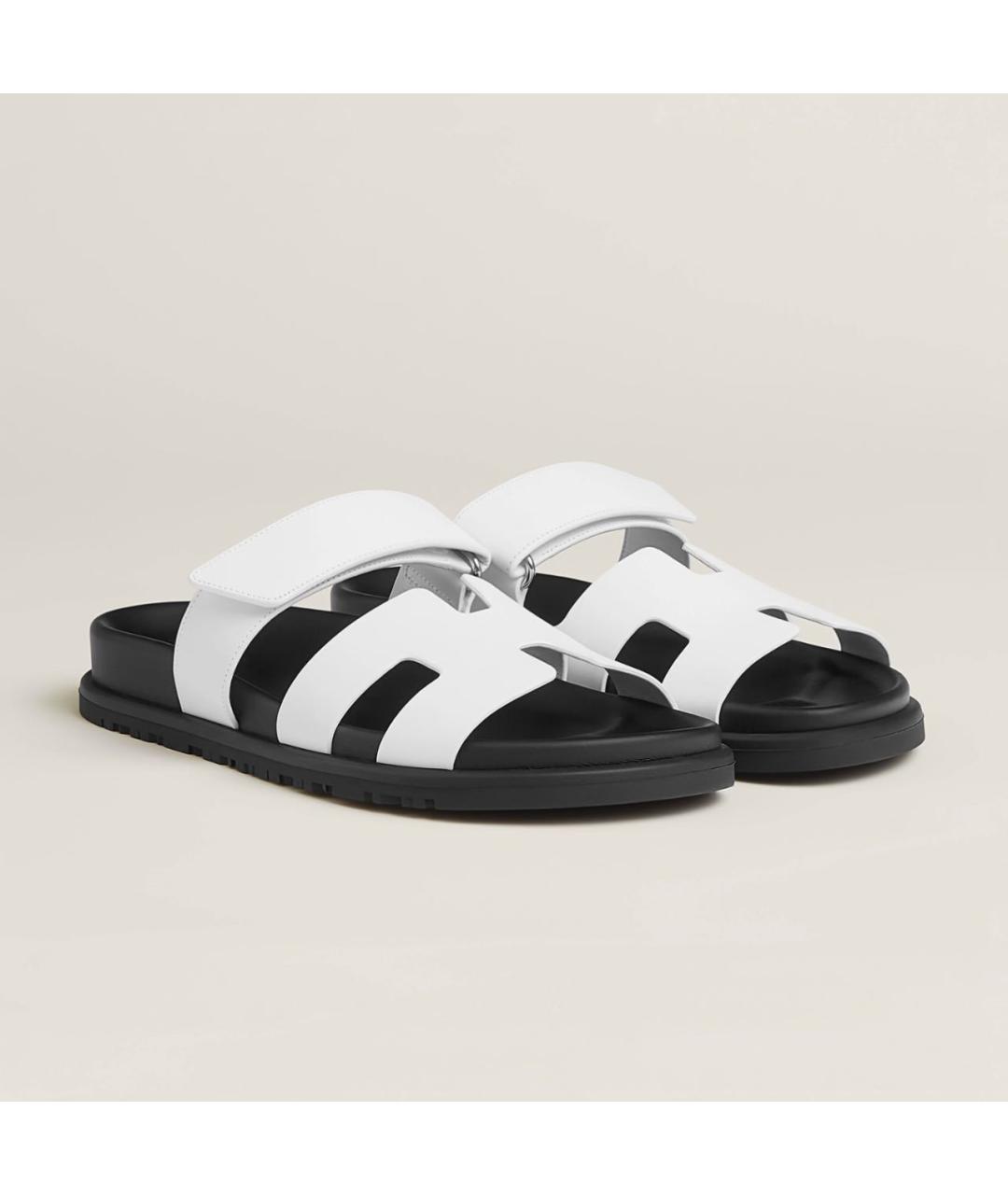 HERMES Белые кожаные сандалии, фото 2