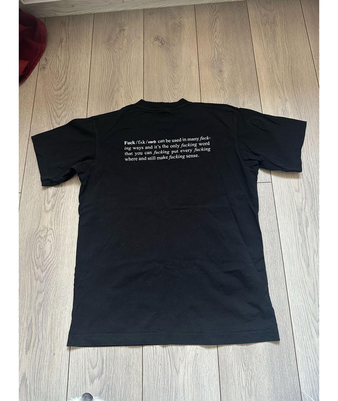 VETEMENTS Черная хлопковая футболка, фото 2