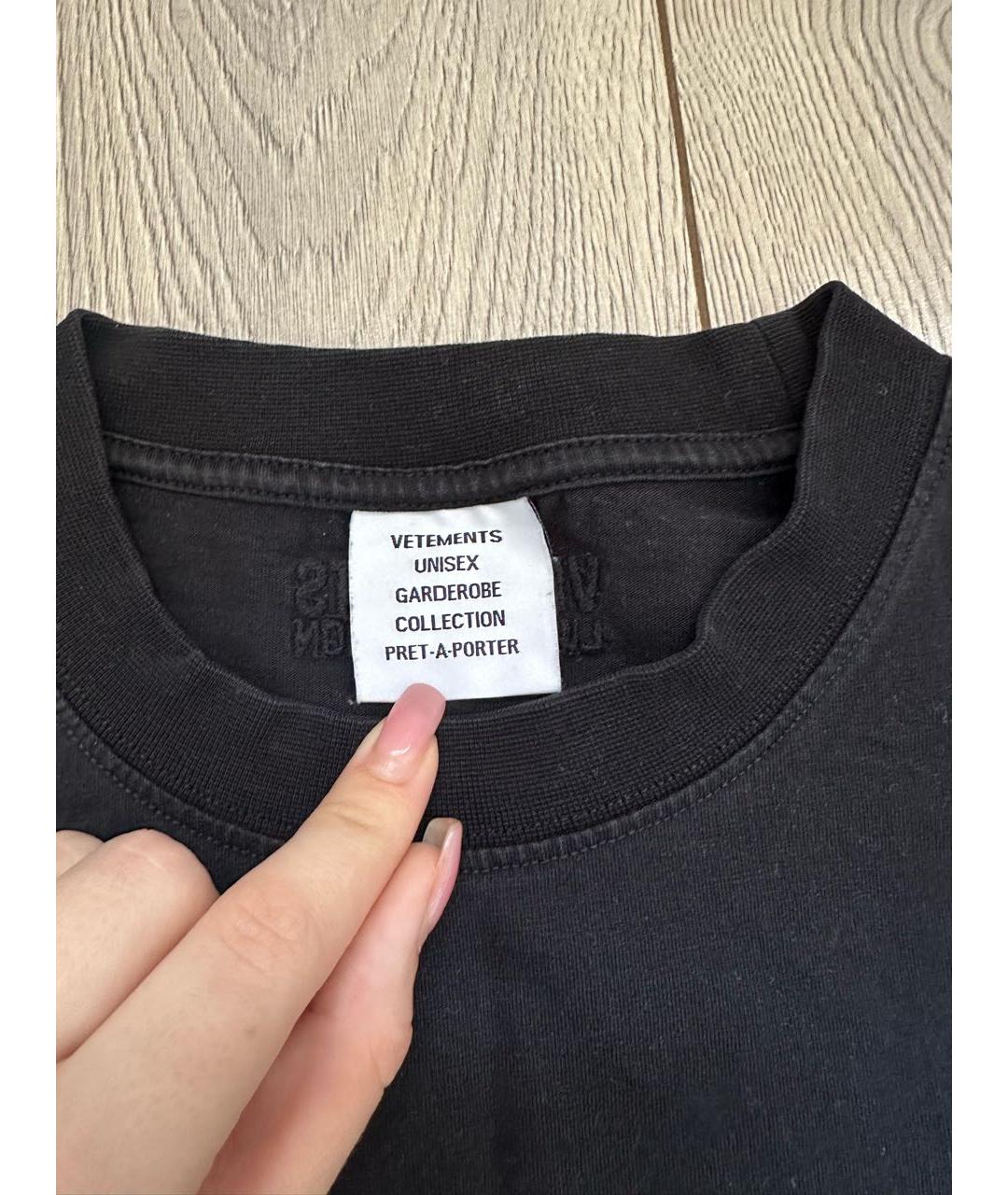 VETEMENTS Черная хлопковая футболка, фото 3