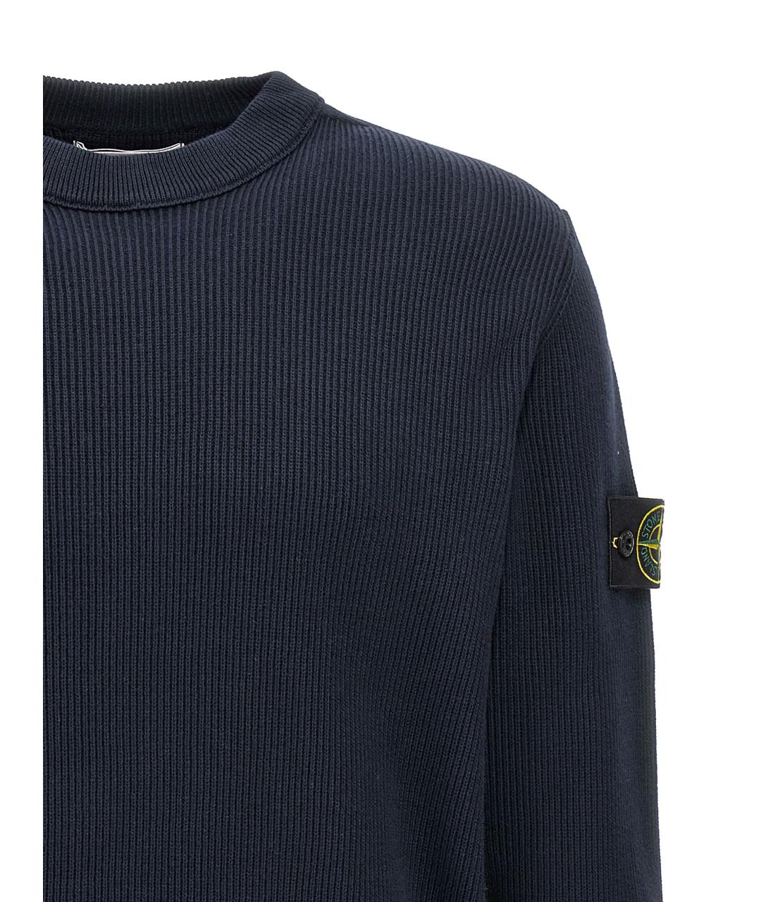 STONE ISLAND Темно-синий хлопковый джемпер / свитер, фото 3
