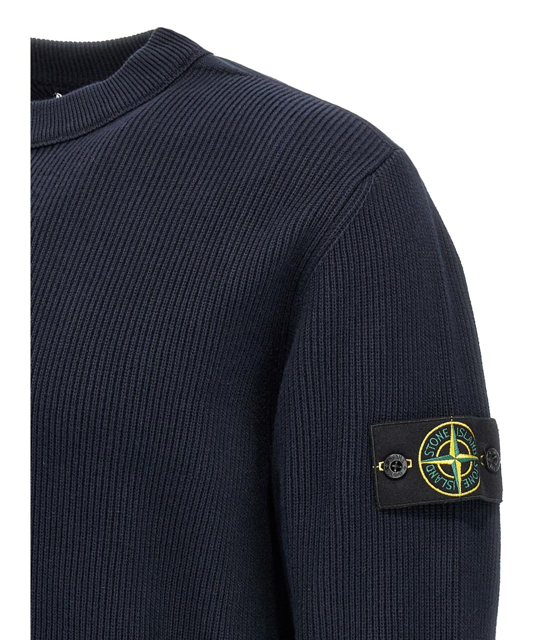 STONE ISLAND Темно-синий хлопковый джемпер / свитер, фото 4