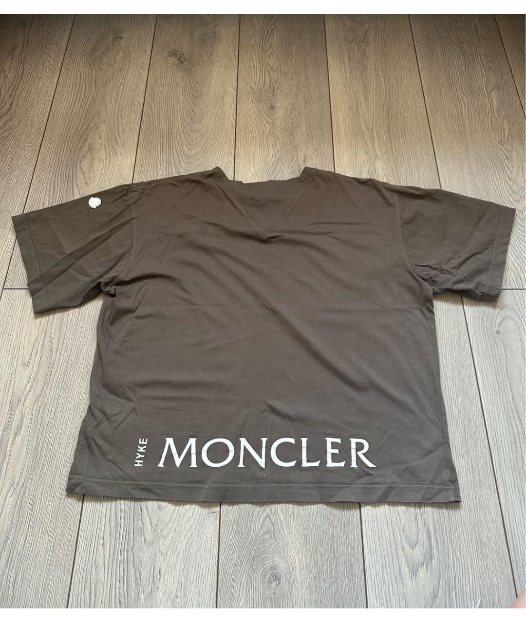 MONCLER Хаки хлопковая футболка, фото 2