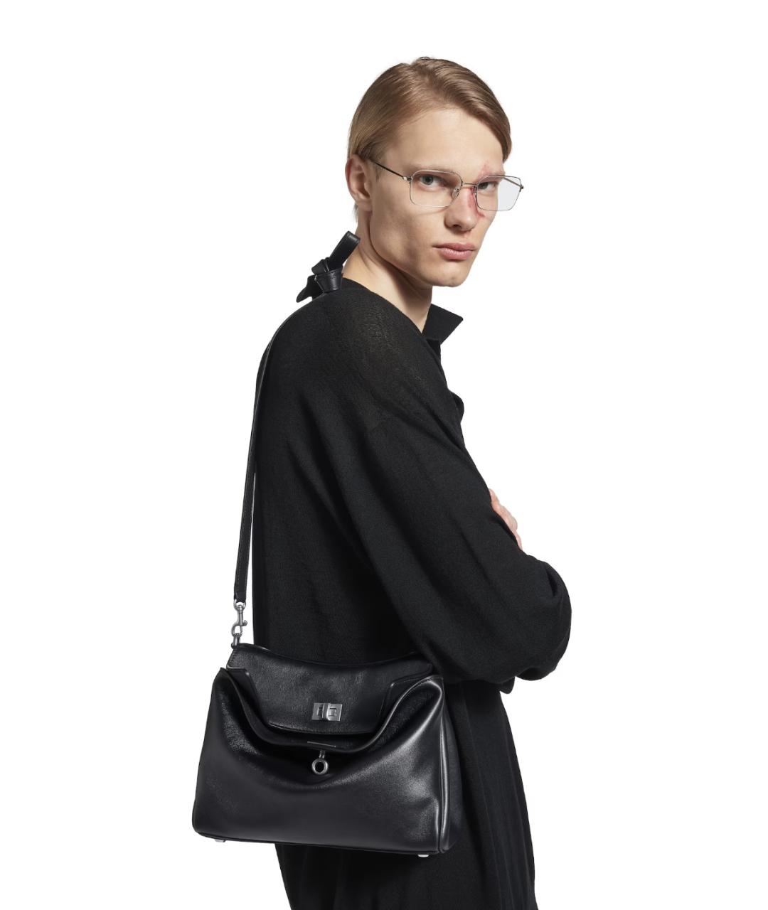 BALENCIAGA Черная кожаная сумка на плечо, фото 2