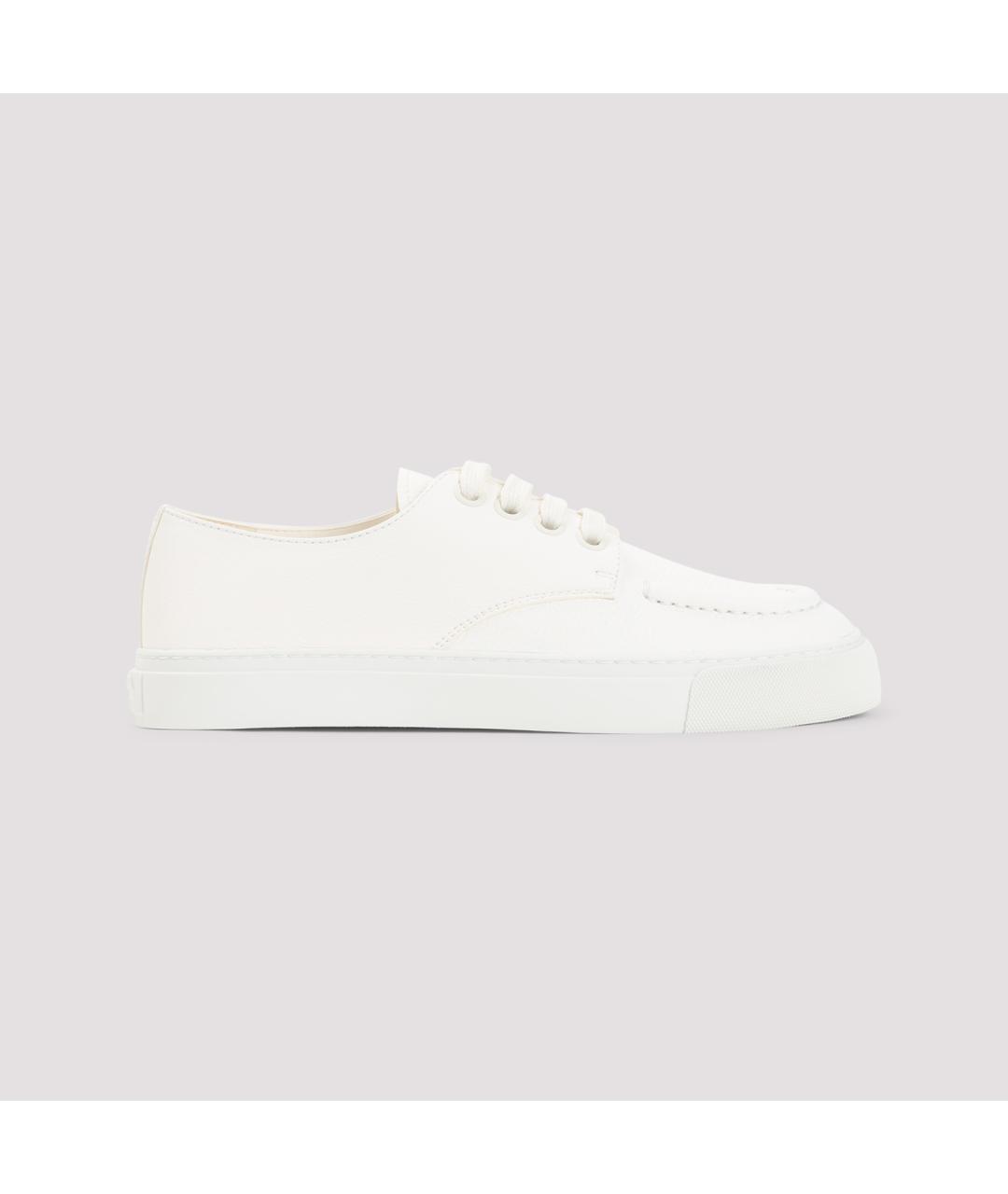 PRADA Белые кожаные низкие кроссовки / кеды, фото 3